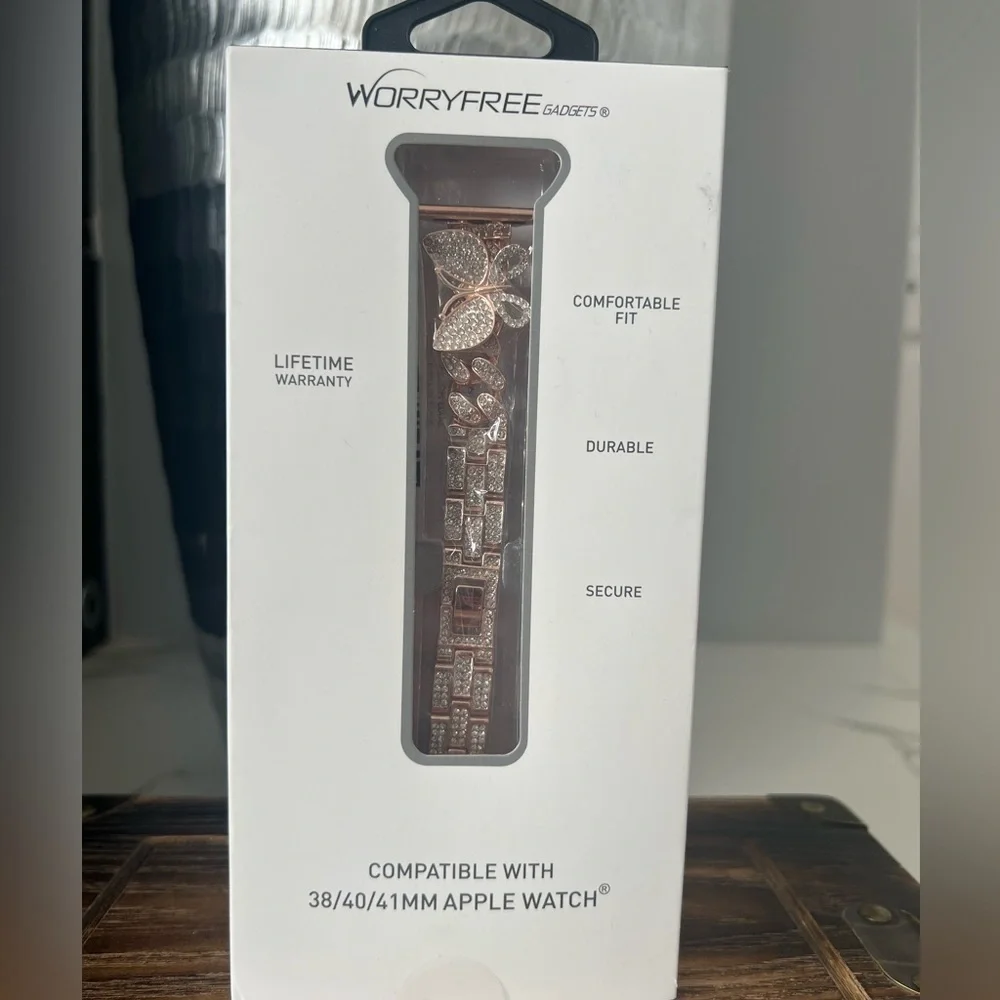 Apple Watch Metal Band in Twirl Butterfly with Bling Rhinestone in Rose Gold